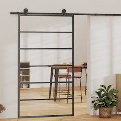 Sliding Door ESG Glass and Aluminum 40.2"x80.7" Black
