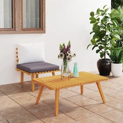 Garden Lounge Set Dark gray Solid acacia wood Medium Modular