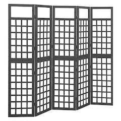 vidaXL 5-Panel Room Divider/Trellis Solid Fir Wood Black 79.3"x70.9"