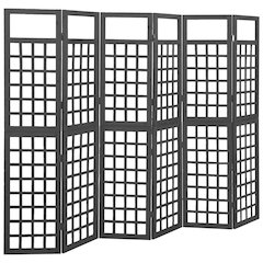 vidaXL 6-Panel Room Divider/Trellis Solid Fir Wood Black 95.5"x70.9"