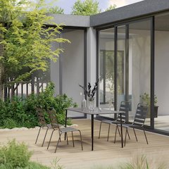 Dining Set Dark Gray Steel with e-coated and powder-coated finish