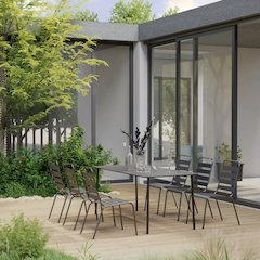 Dining Set Dark gray Steel with e-coated and powder-coated finish