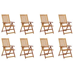 Garden Chair Set of 8 Natural Wood Solid Acacia Wood Standard