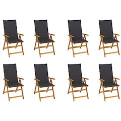 Garden Chair Set of 8 Anthracite Solid Acacia wood Standard