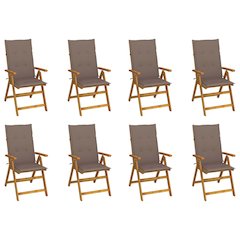 Garden Chair Set of 8 Wood Solid Acacia Wood Foldable
