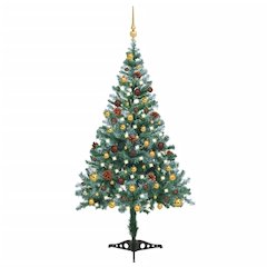 vidaXL Frosted Christmas Tree with LEDs&Ball Set&Pinecones 59.1"