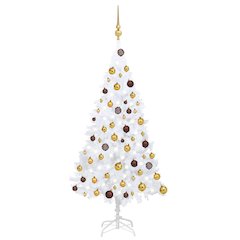 vidaXL Artificial Christmas Tree with LEDs&Ball Set White 47.2" PVC, 3077539