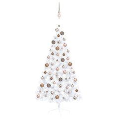 vidaXL Artificial Half Christmas Tree with LEDs&Ball Set White 59.1", 3077569