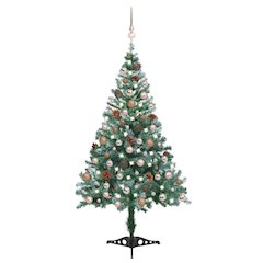 vidaXL Frosted Christmas Tree with LEDs&Ball Set Pinecones 59.1", 3077613