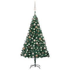 vidaXL Artificial Christmas Tree with LEDs&Ball Set Green 59.1" PVC, 3077621