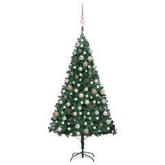 vidaXL Artificial Christmas Tree with LEDs&Ball Set Green 70.9" PVC, 3077622