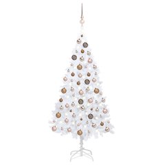 vidaXL Artificial Christmas Tree with LEDs&Ball Set White 59.1" PVC, 3077626