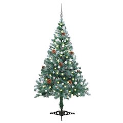 vidaXL Frosted Christmas Tree with LEDs&Ball Set Pinecones 59.1", 3077699