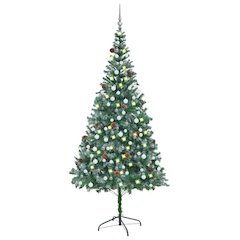 vidaXL Artificial Christmas Tree with LEDs&Ball Set Pinecones 82.7", 3077701