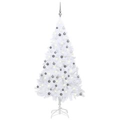 vidaXL Artificial Christmas Tree with LEDs&Ball Set White 59.1" PVC, 3077712
