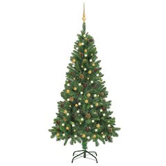 vidaXL Artificial Christmas Tree with LEDs&Ball Set Green 59.1"