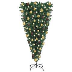 vidaXL Upside-down Artificial Christmas Tree with LEDs&Ball Set 59.1", 3078015