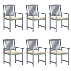 Garden Chair Set of 6 Grey Solid Acacia wood Medium Durable