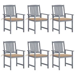 vidaXL Patio Chairs with Cushions 6 pcs Solid Acacia Wood Gray, 3078210