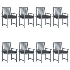 Garden Chair Set of 8 Grey Solid acacia wood and polyester 8 pcs