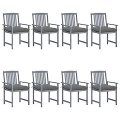 Patio Chair Set of 8 Gray Solid Acacia wood Standard Durable