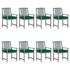 Patio Chair Set of 8 Gray Solid Acacia Wood Regular Seats Many