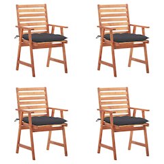 Outdoor Chair Set of 4 Anthracite cushion, Natural wood