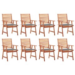 Outdoor Chair Set of 8 Natural Solid Acacia wood Standard