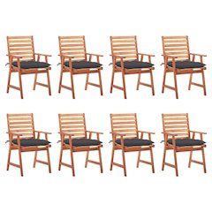 Outdoor Chair Set of 8 Anthracite Solid Acacia Wood Standard