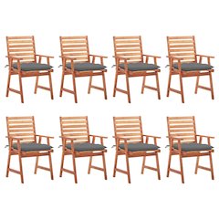 Outdoor Chair Set of 8 Natural Acacia wood Solid Acacia wood