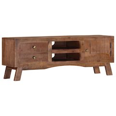 TV Cabinet Grey Rough mango wood, MDF Medium Storage TV Cabinet