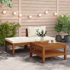 Garden Lounge Set Cream White, Warm Brown