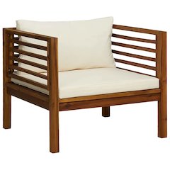 Garden Chair Cream White, Natural Wood