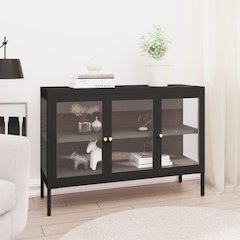 Sideboard Black Powder-Coated Steel Medium Adjustable Feet