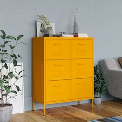 Drawer Cabinet Mustard Yellow Steel Medium Ball-Bearing