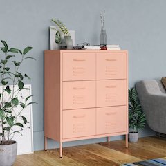 Drawer Cabinet Pink Steel Large Drawer Cabinet Rectangular