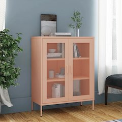 vidaXL Storage Cabinet Pink 31.5"x13.8"x40" Steel, 336175