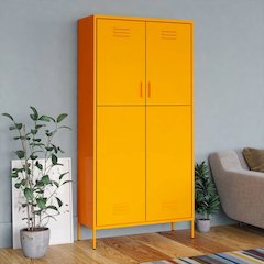 Wardrobe Mustard Yellow Steel Large Levelers Wardrobe