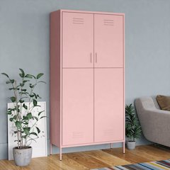 Wardrobe Pink Steel Large Wardrobe Rectangular Modern