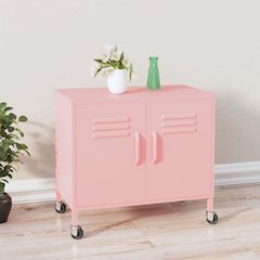 Storage Cabinet Pink Steel Compact Storage Cabinet Rectangular