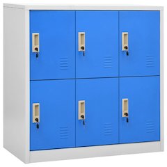Locker Cabinet Light Grey and Blue Steel Medium