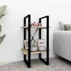 Book Cabinet Sonoma Oak, Black Engineered Wood, Metal Compact