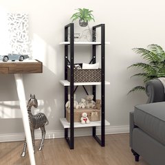 Book Cabinet White Engineered wood and metal Small Book Cabinet