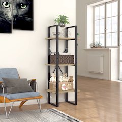 Book Cabinet Sonoma oak, Black Engineered wood, Metal Medium