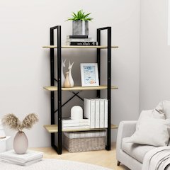 Storage Shelf Sonoma Oak Engineered Wood and Metal Medium