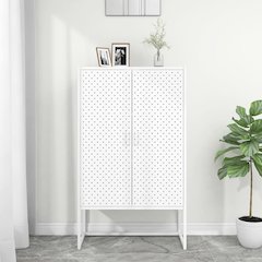 Highboard White Steel Medium Highboard Rectangular Modern