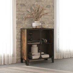 Storage Cabinet Rustic brown Metal and MDF Medium Storage Cabinet