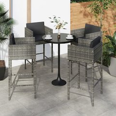 Bar Stool Set of 4 Grey Poly Rattan