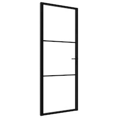 Interior Door ESG Glass and Aluminum 29.9"x79.3" Black