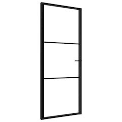 Interior Door ESG Glass and Aluminum 32.7"x79.3" Black